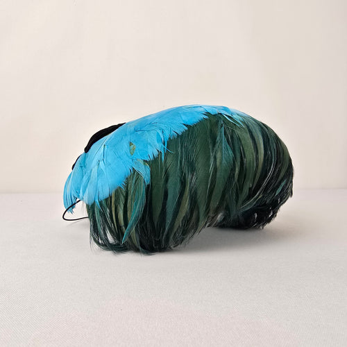 Vintage Eaton’s Feather Fascinator Hat Blue Green Feather Headpiece
