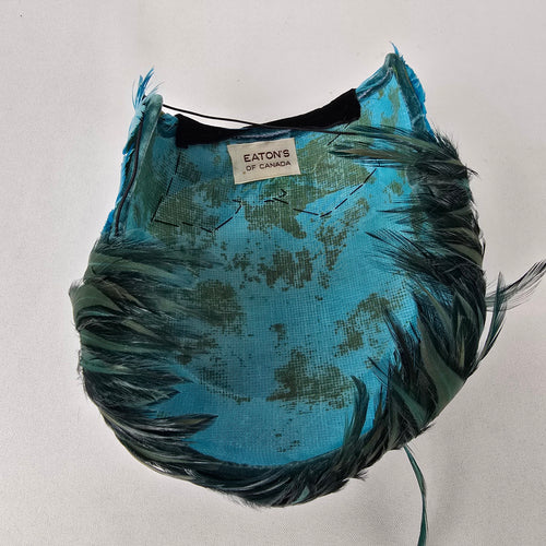 Vintage Eaton’s Feather Fascinator Hat Blue Green Feather Headpiece
