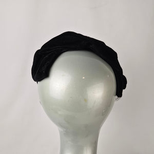 Vintage Mink Fur Fascinator Veiled Cocktail Hat Black Velvet