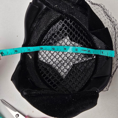 Vintage Black Satin Fascinator with Birdcage Veil Cocktail Hat