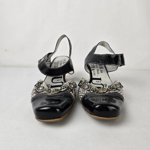 Tour en Ville Black Patent Snakeskin Mary Jane Heels Size 10