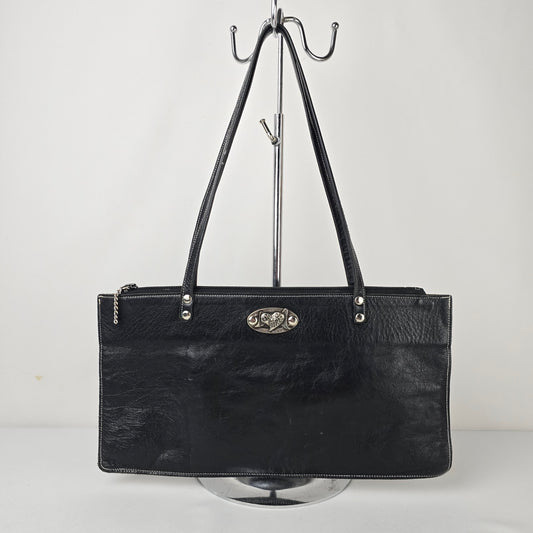 Vintage Lucky Girl Some Girls Black Leather Shoulder Bag Y2K