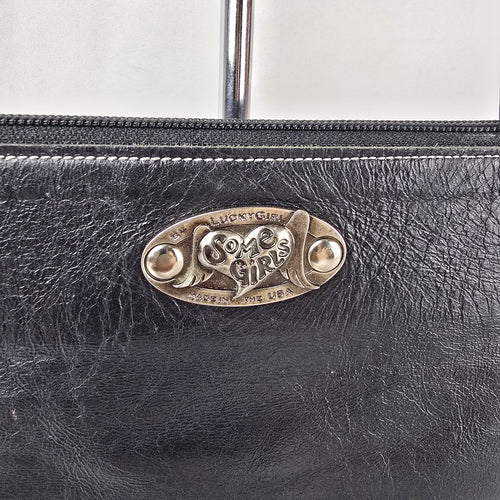 Vintage Lucky Girl Some Girls Black Leather Shoulder Bag Y2K