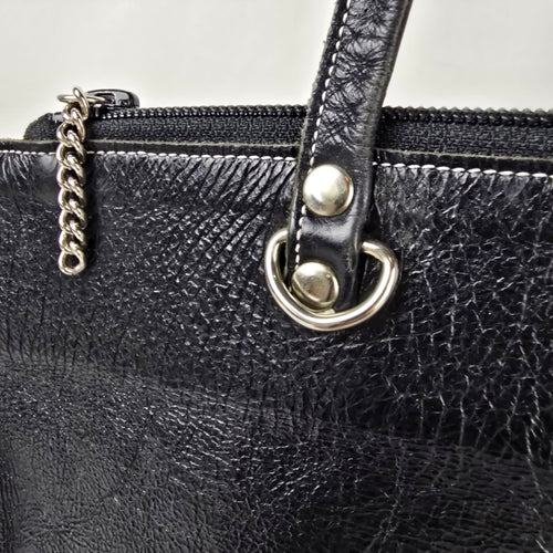 Vintage Lucky Girl Some Girls Black Leather Shoulder Bag Y2K