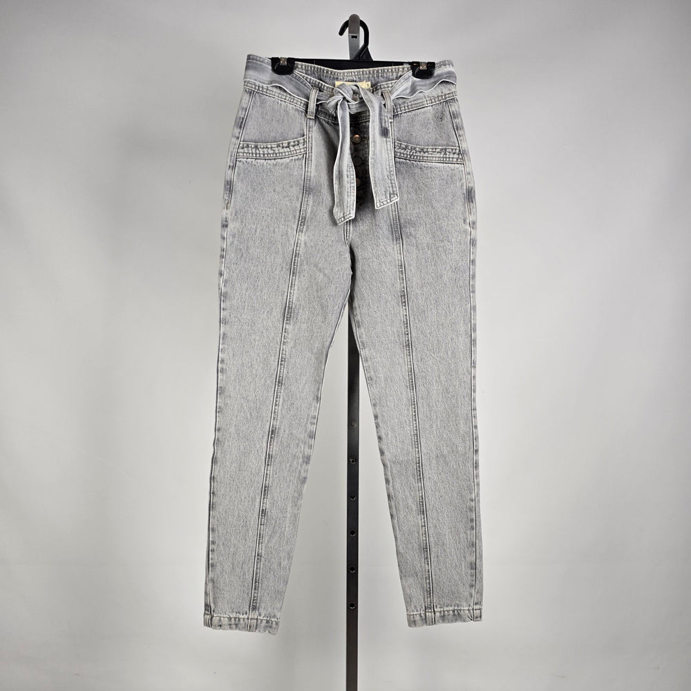 Circle of Trust BODI High Rise Grey Acid Wash Waist Tie Tapered Jeans Size 28