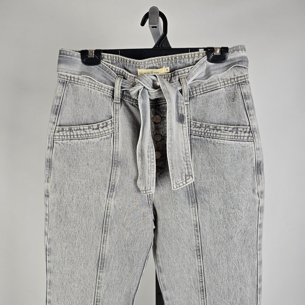 Circle of Trust BODI High Rise Grey Acid Wash Waist Tie Tapered Jeans Size 28