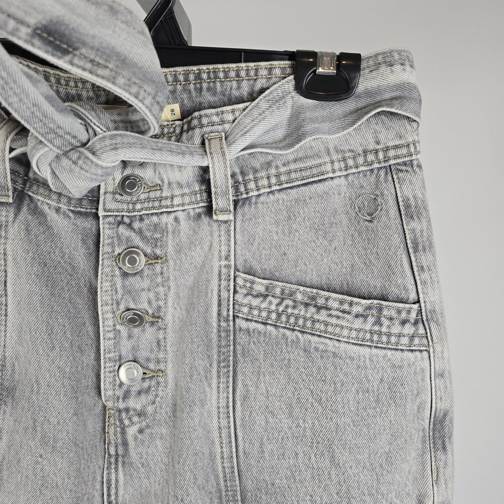 Circle of Trust BODI High Rise Grey Acid Wash Waist Tie Tapered Jeans Size 28