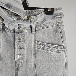 Circle of Trust BODI High Rise Grey Acid Wash Waist Tie Tapered Jeans Size 28