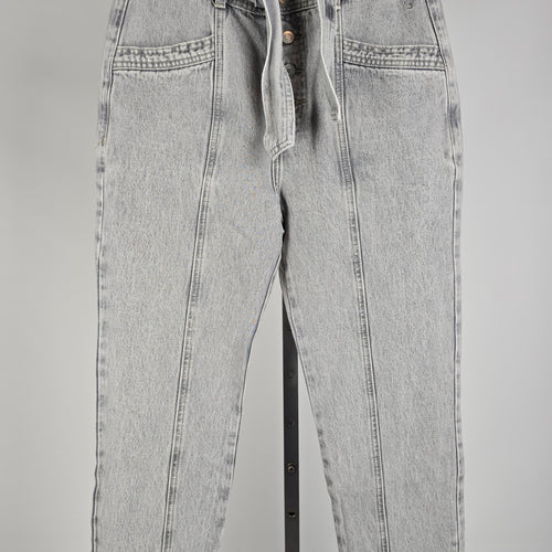 Circle of Trust BODI High Rise Grey Acid Wash Waist Tie Tapered Jeans Size 28