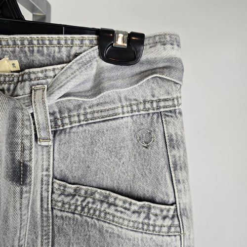 Circle of Trust BODI High Rise Grey Acid Wash Waist Tie Tapered Jeans Size 28