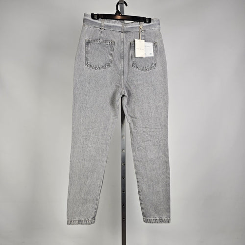Circle of Trust BODI High Rise Grey Acid Wash Waist Tie Tapered Jeans Size 28