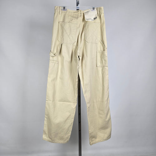 Kuwalla Carpenter Pants Cream Wide Leg Cotton Size 32