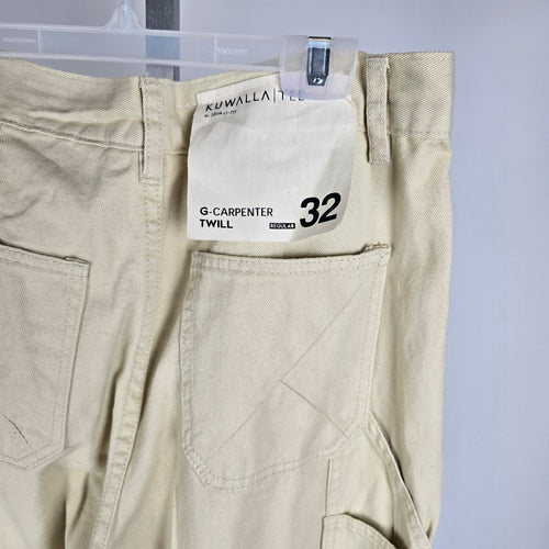 Kuwalla Carpenter Pants Cream Wide Leg Cotton Size 32