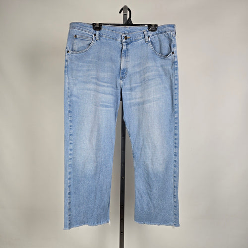 Vintage Wrangler Denim Jeans Cropped Raw Hem Light Wash Size L/XL