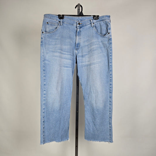 Vintage Wrangler Denim Jeans Cropped Raw Hem Light Wash Size L/XL