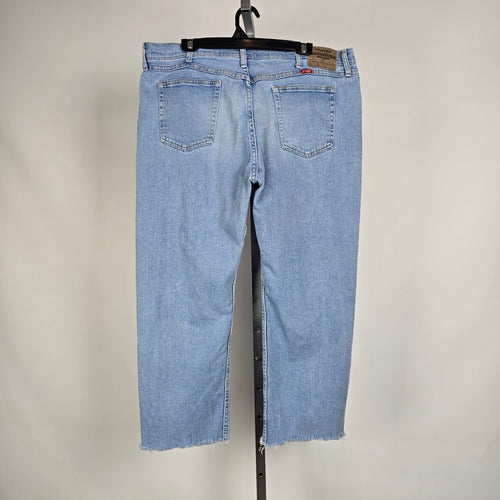 Vintage Wrangler Denim Jeans Cropped Raw Hem Light Wash Size L/XL
