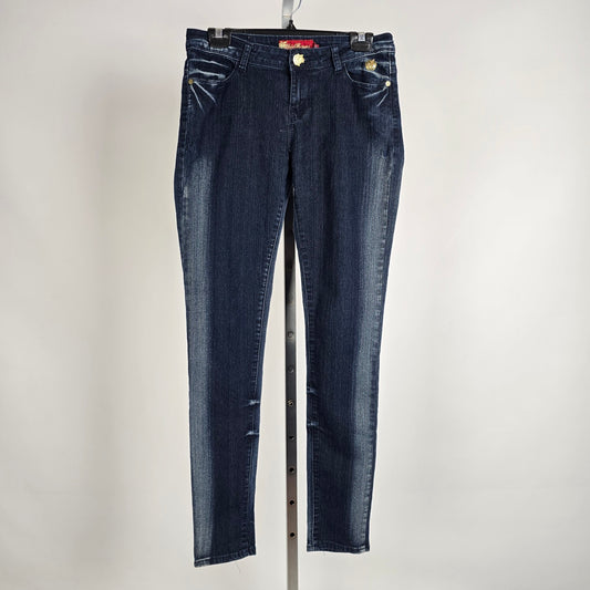 Vintage Apple Bottoms Gold Embroidered Skinny Jeans Size 7/8