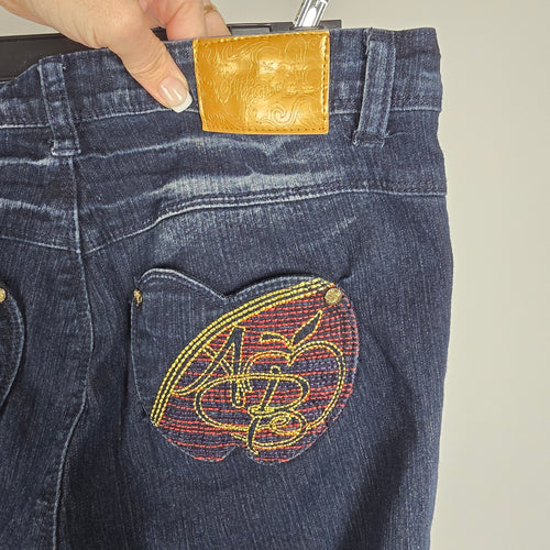 Vintage Apple Bottoms Gold Embroidered Skinny Jeans Size 7/8