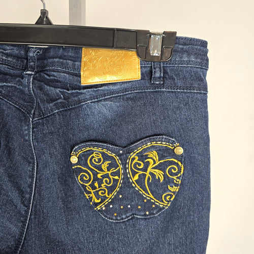 Vintage Apple Bottoms Dark Wash Embroidered Jeans Size 7/8