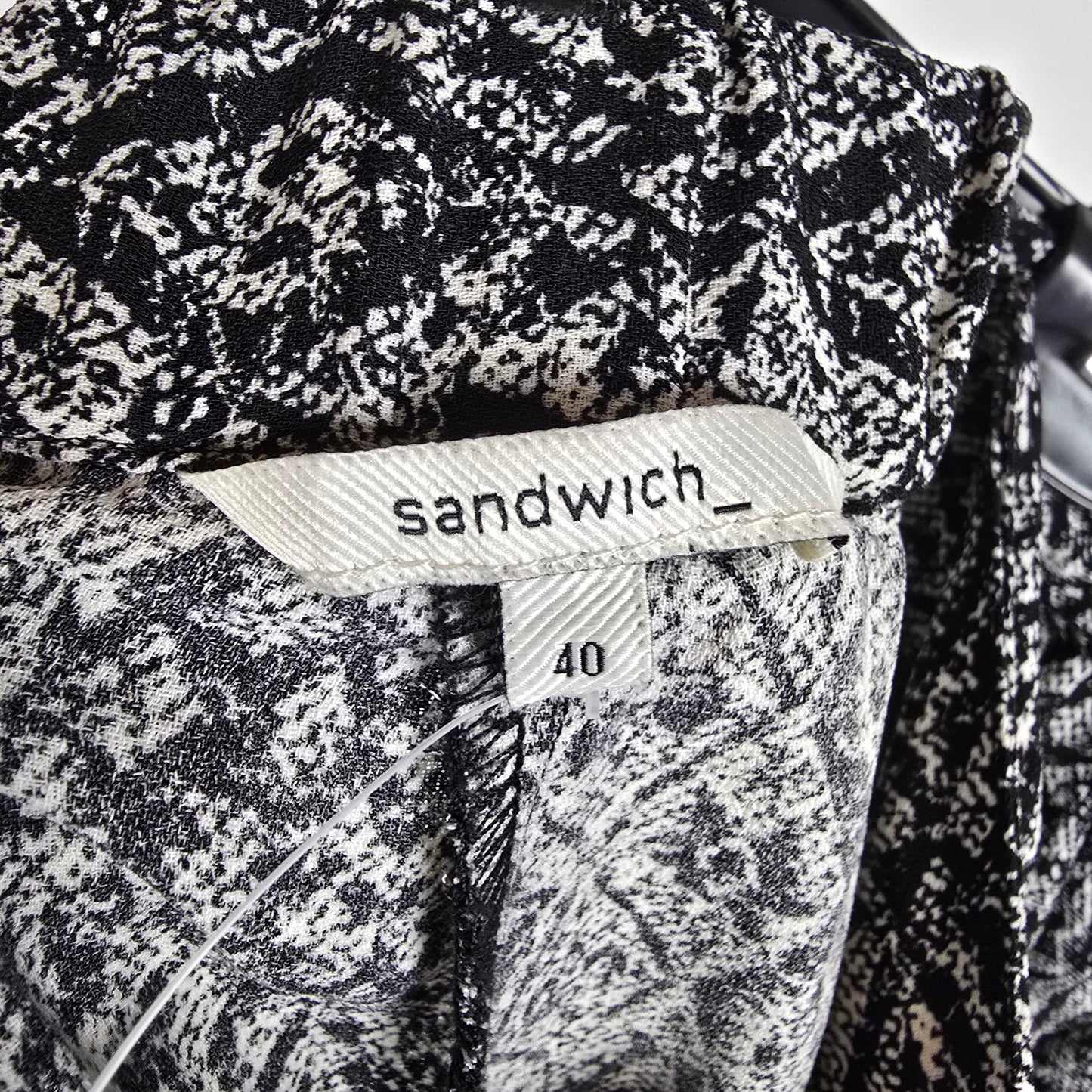 Sandwich_ Black White Printed Tapered Rope Belt Pants Size M