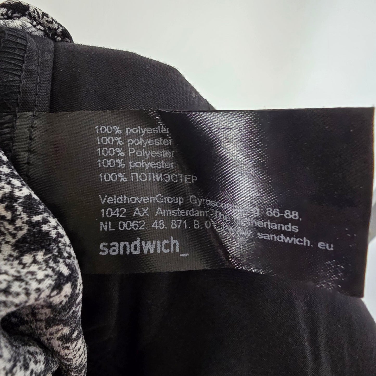 Sandwich_ Black White Printed Tapered Rope Belt Pants Size M
