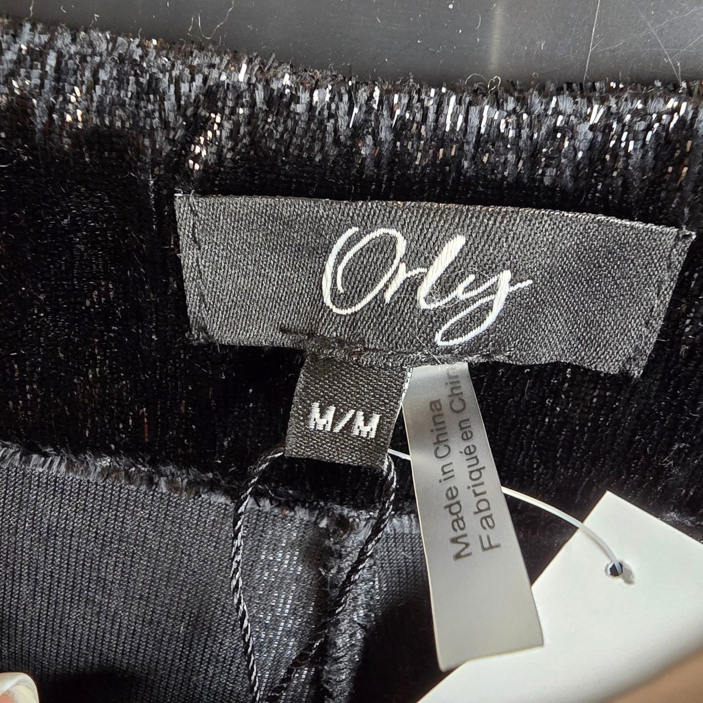 Orly Black Crushed Velvet Flare Pants Size M
