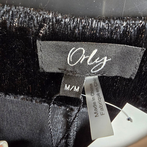 Orly Black Crushed Velvet Flare Pants Size M