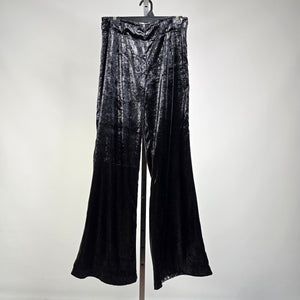 Orly Black Crushed Velvet Flare Pants Size M