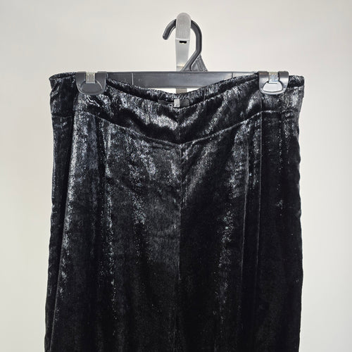 Orly Black Crushed Velvet Flare Pants Size M