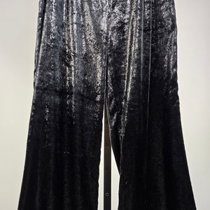 Orly Black Crushed Velvet Flare Pants Size M
