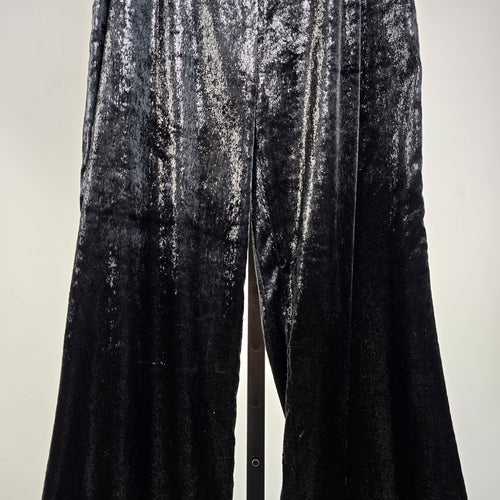 Orly Black Crushed Velvet Flare Pants Size M
