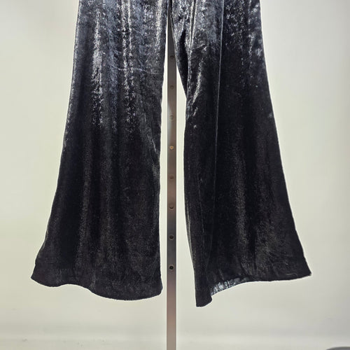 Orly Black Crushed Velvet Flare Pants Size M