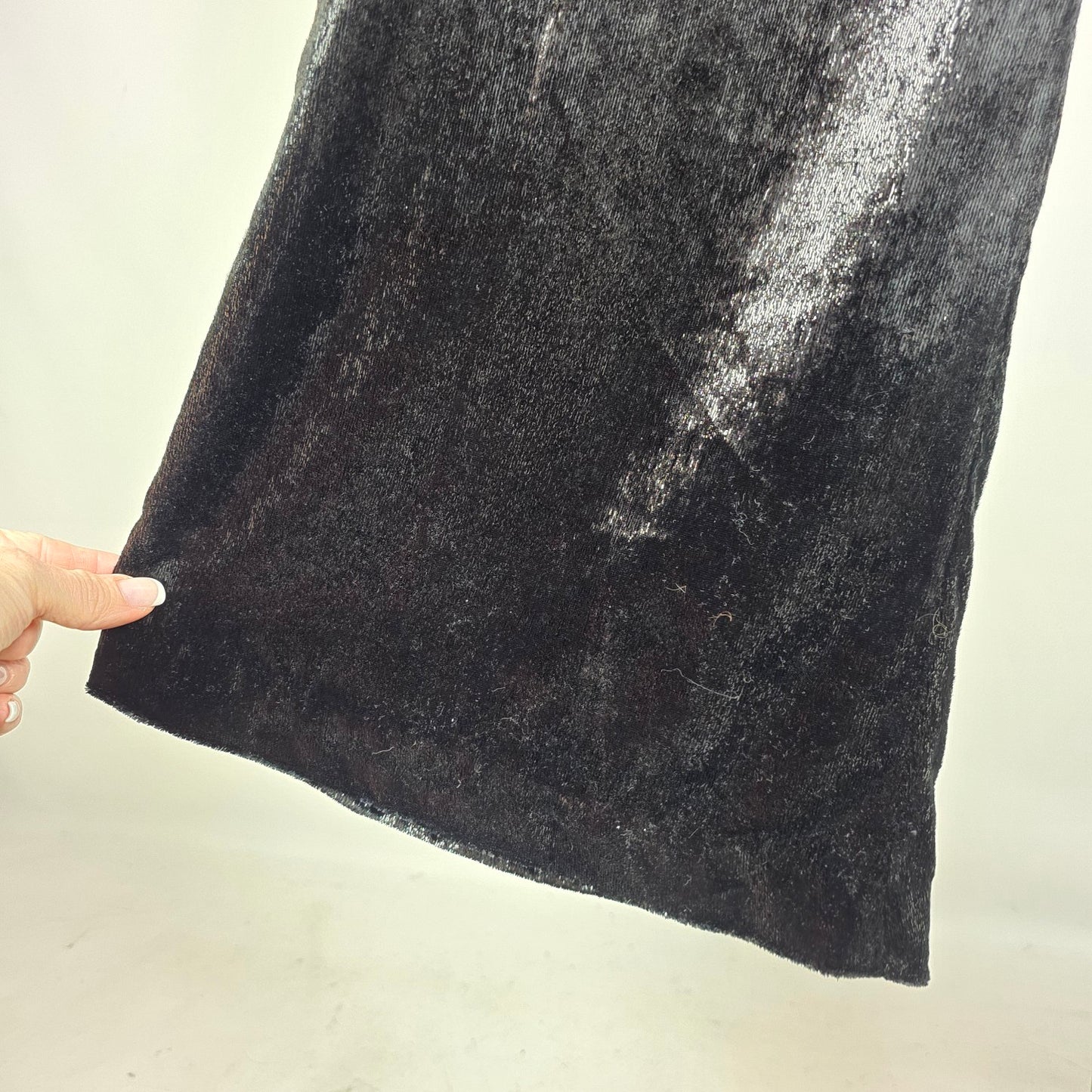 Orly Black Crushed Velvet Flare Pants Size M