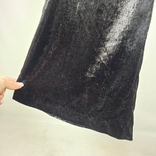 Orly Black Crushed Velvet Flare Pants Size M