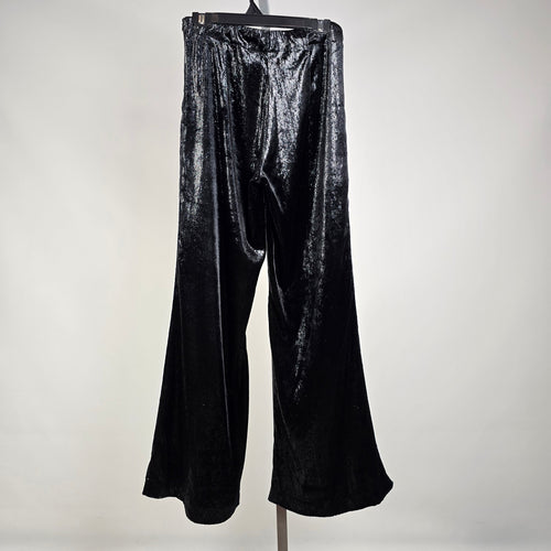 Orly Black Crushed Velvet Flare Pants Size M