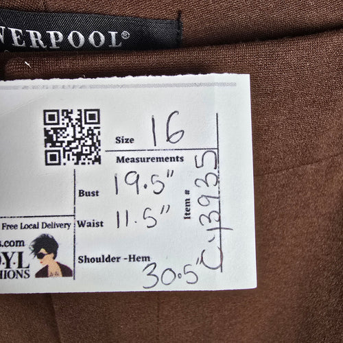 Liverpool Los Angeles Brownstone Slim Taper Trouser Pants Size 16/33