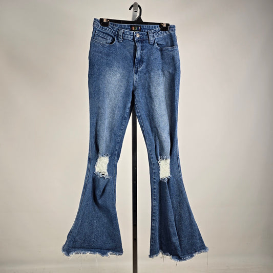 dELiA*s Y2K Distressed Bell Bottom Flare Jeans Size M