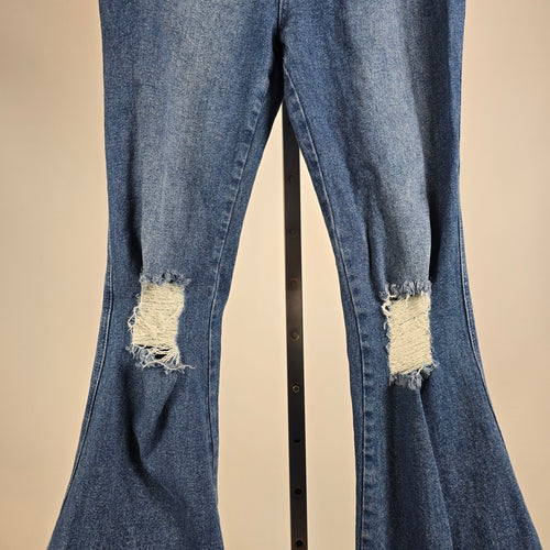 dELiA*s Y2K Distressed Bell Bottom Flare Jeans Size M