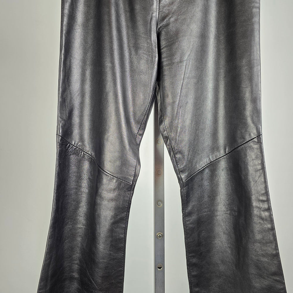 Vintage Black Leather Flare Pants by Danier Leather Bell Bottoms Size 8