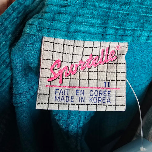 Vintage 80s/90s Teal Corduroy Pants – Made in Korea – Size 11