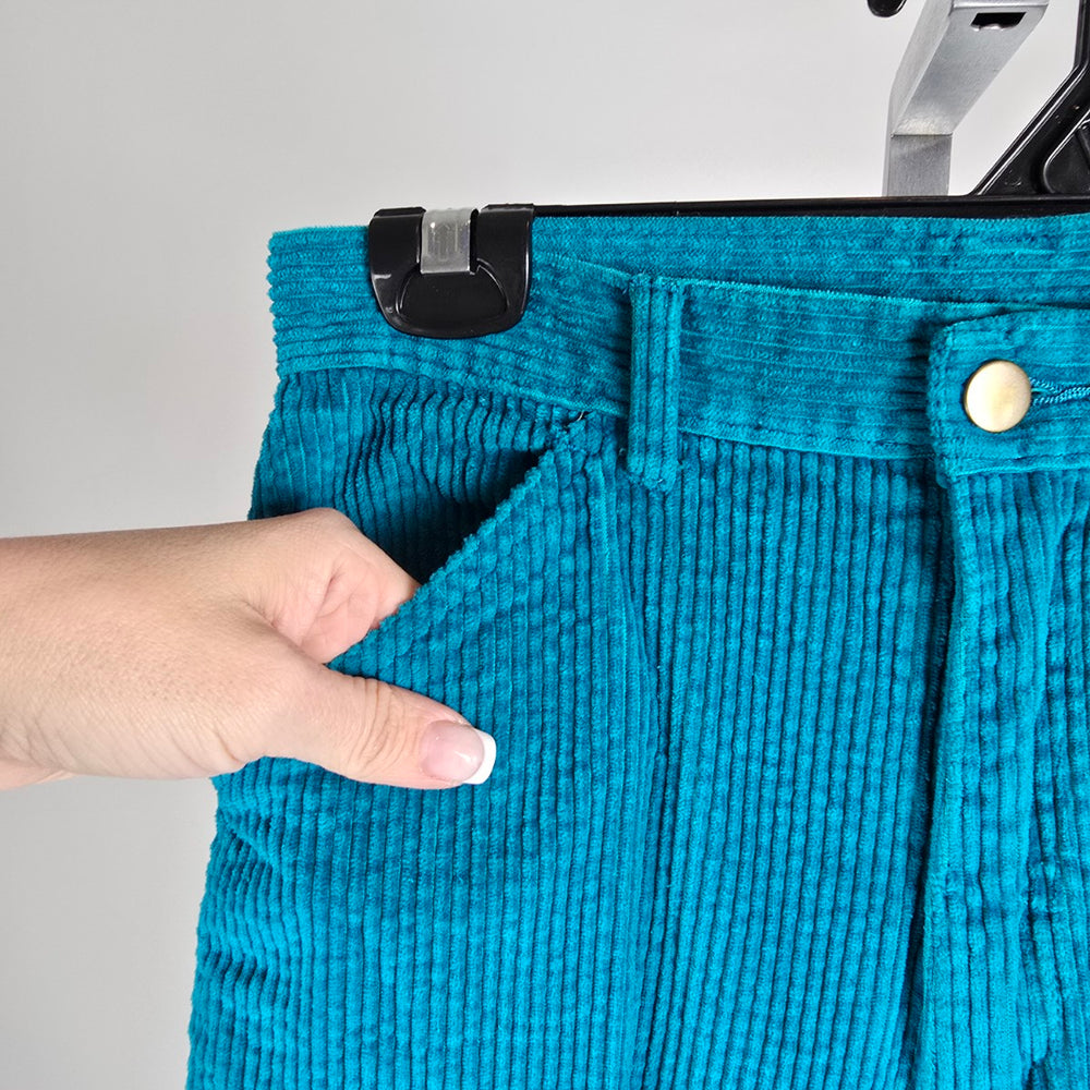 Vintage 80s/90s Teal Corduroy Pants – Made in Korea – Size 11