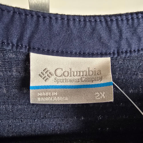 Columbia Sportswear Ribbed Henley Top 2X Navy Long Sleeve Casual Shirt