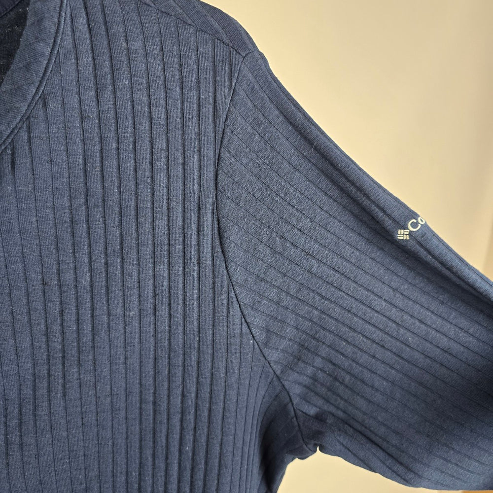 Columbia Sportswear Ribbed Henley Top 2X Navy Long Sleeve Casual Shirt