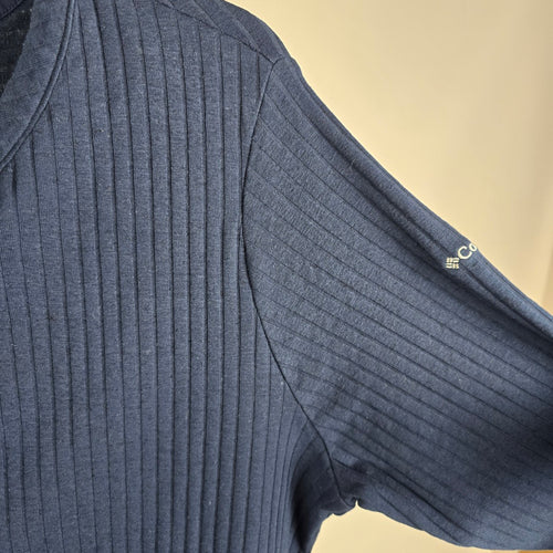 Columbia Sportswear Ribbed Henley Top 2X Navy Long Sleeve Casual Shirt