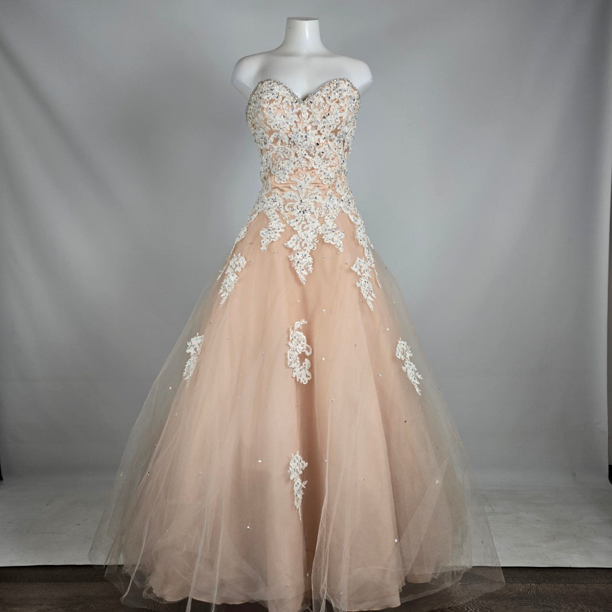 Morilee by Madeline Gardner Blush Lace Ball Gown Formal Dress Size 16