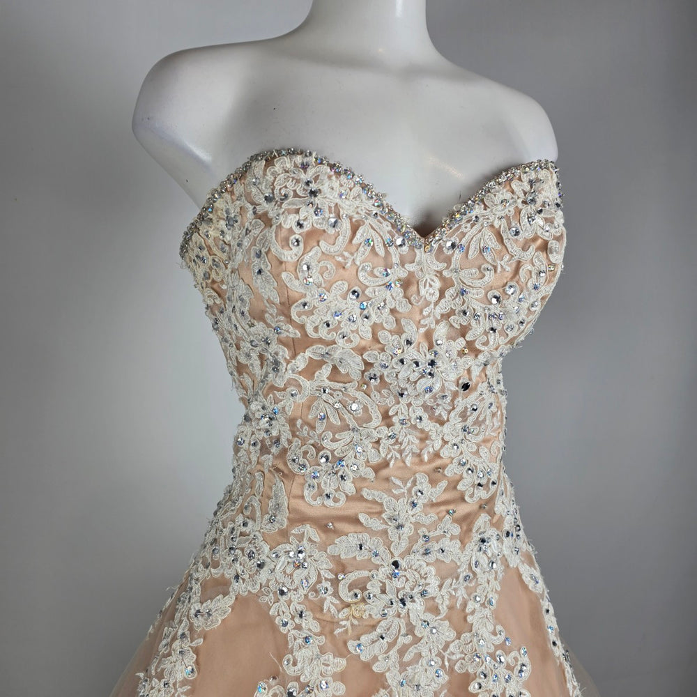 Morilee by Madeline Gardner Blush Lace Ball Gown Formal Dress Size 16