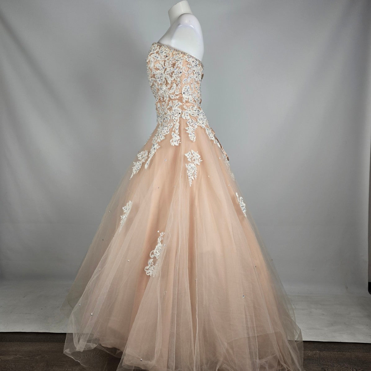 Morilee by Madeline Gardner Blush Lace Ball Gown Formal Dress Size 16