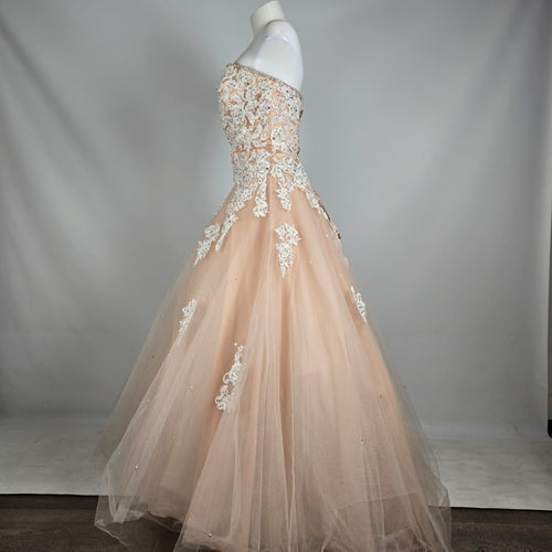 Morilee by Madeline Gardner Blush Lace Ball Gown Formal Dress Size 16