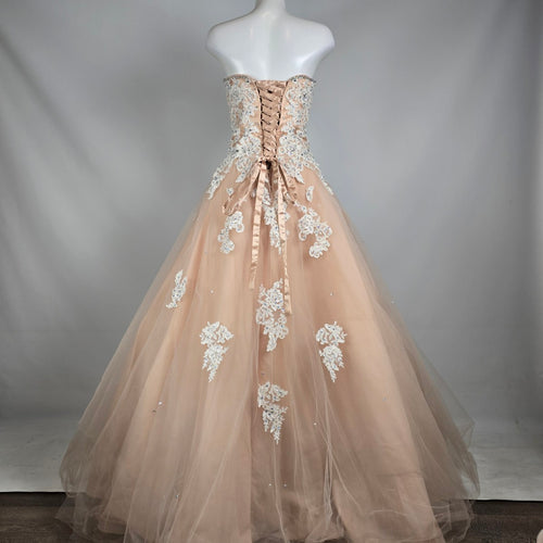 Morilee by Madeline Gardner Blush Lace Ball Gown Formal Dress Size 16