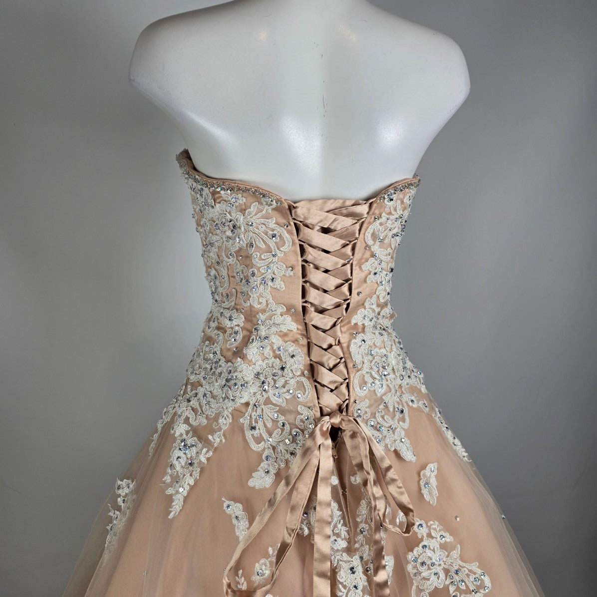 Morilee by Madeline Gardner Blush Lace Ball Gown Formal Dress Size 16